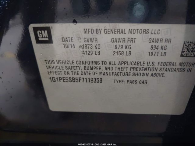 1G1PE5SB5F7119358 Chevrolet Cruze 2lt Auto
