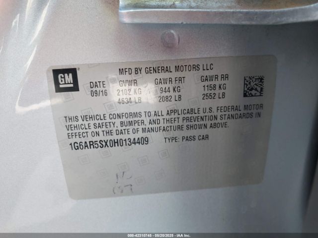 1G6AR5SX0H0134409 Cadillac ltg - sidi: spark ignited direct injection, vvt: variable valve timing, alum dohc, dcvcp turbo, e0-e100, alum