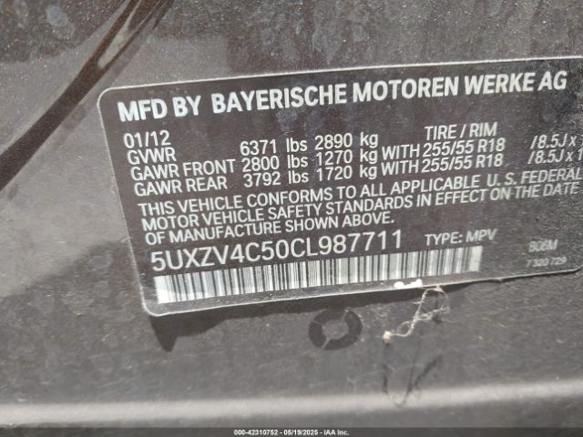 2012 BMW X5 5UXZV4C50CL987711 Photo 8