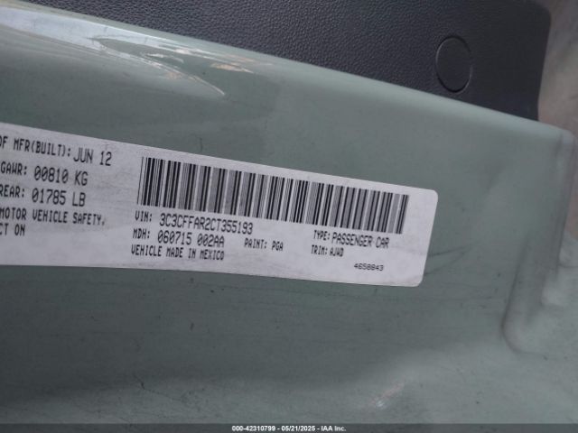 2012 FIAT 500 3C3CFFAR2CT355193 Photo 8