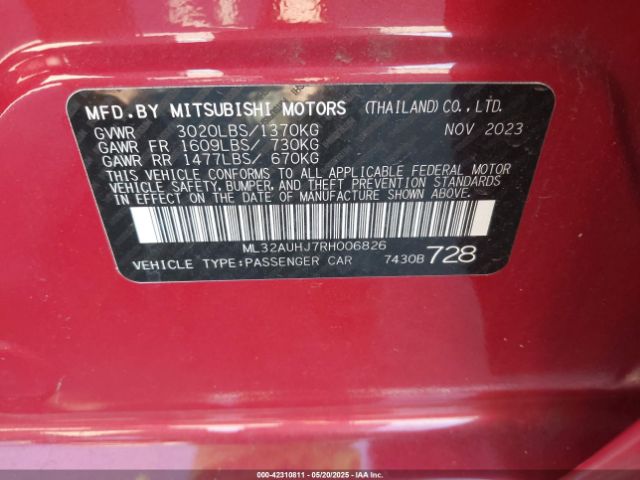 ML32AUHJ7RH006826 Mitsubishi Mirage Es/le