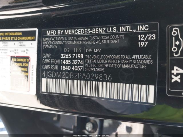 4JGDM2DB2PA029836 Mercedes-Benz Eqs 450+ Suv