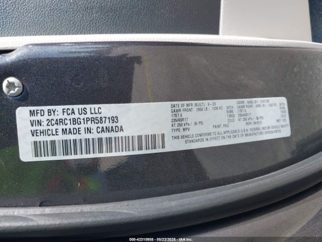 2C4RC1BG1PR587193 Chrysler Pacifica Touring L