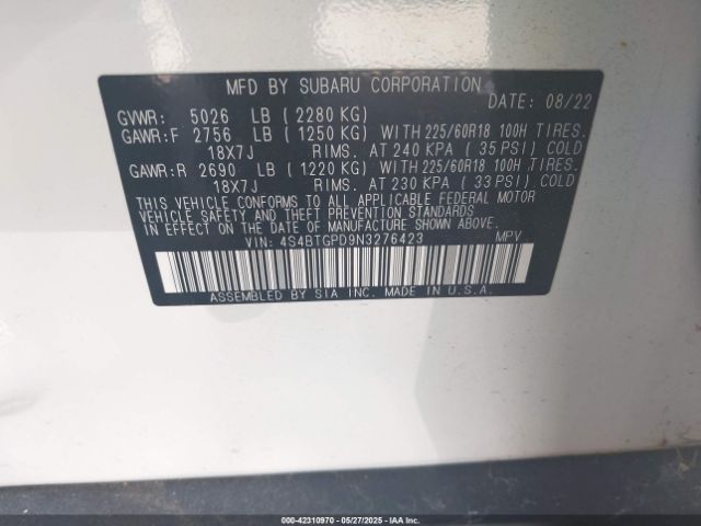 4S4BTGPD9N3276423 Subaru na, u4