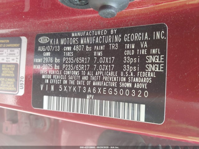 5XYKT3A6XEG500320 KIA dohc t-gdi theta-ii
