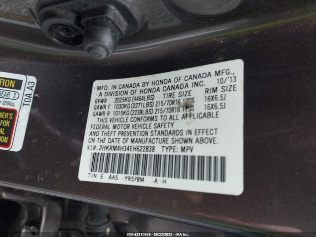 2HKRM4H32EH622272 Honda CR-V LX