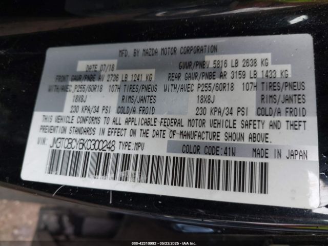 JM3TCBCY6K0300248 Mazda Cx-9 Touring