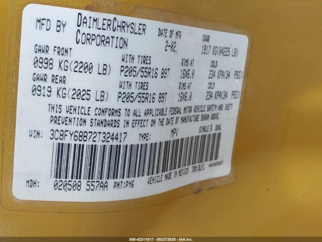 2002 CHRYSLER PT CRUISER 3C8FY68B72T324417 Photo 8
