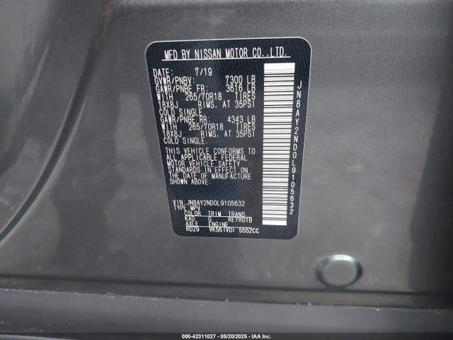 Nissan 2020 2020 JN8AY2ND0L9105632 Image 9