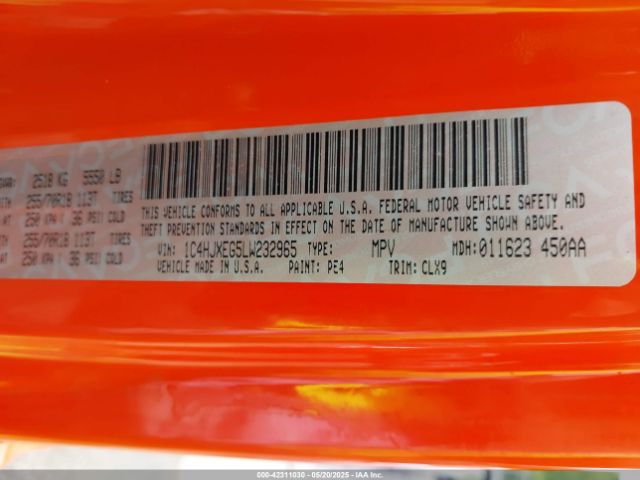 2020 JEEP WRANGLER UNLIMITED 1C4HJXEG5LW232965 Photo 8