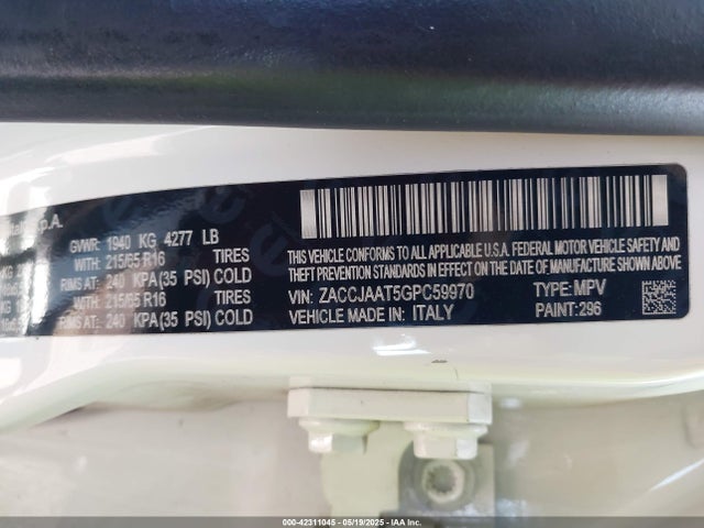ZACCJAAT5GPC59970 Jeep Renegade Sport