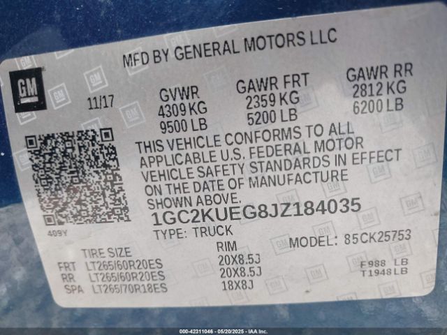 1GC2KUEG8JZ184035 Chevrolet Silverado 2500hd Wt