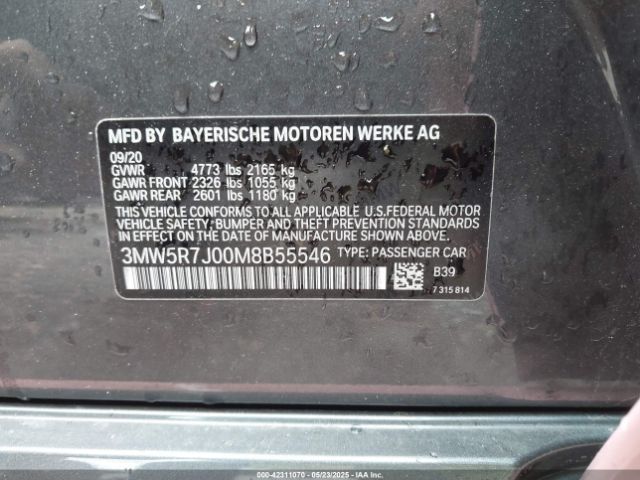 2021 BMW 330I 3MW5R7J00M8B55546 Photo 8