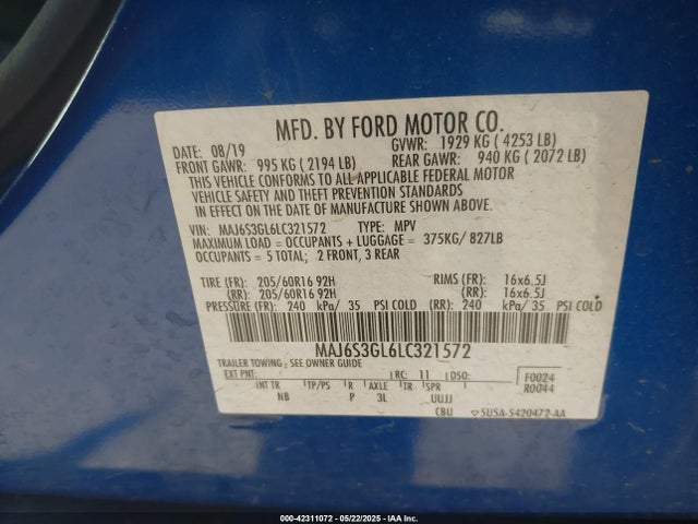 Ford 2020 2020 MAJ6S3GL6LC321572 Image 9