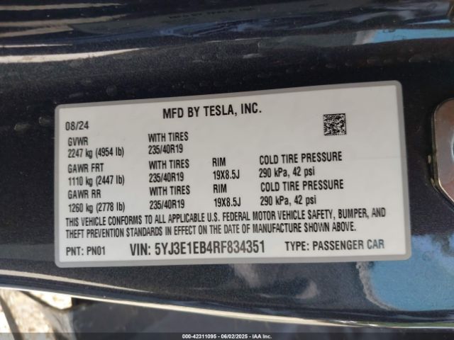 2024 TESLA MODEL 3 5YJ3E1EB4RF834351 Photo 8