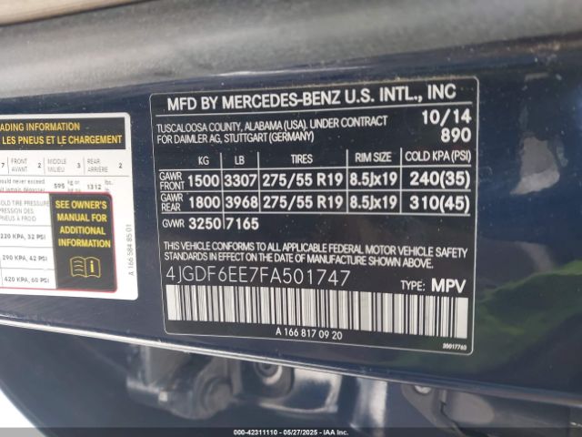2015 MERCEDES-BENZ GL 450 4JGDF6EE7FA501747 Photo 8