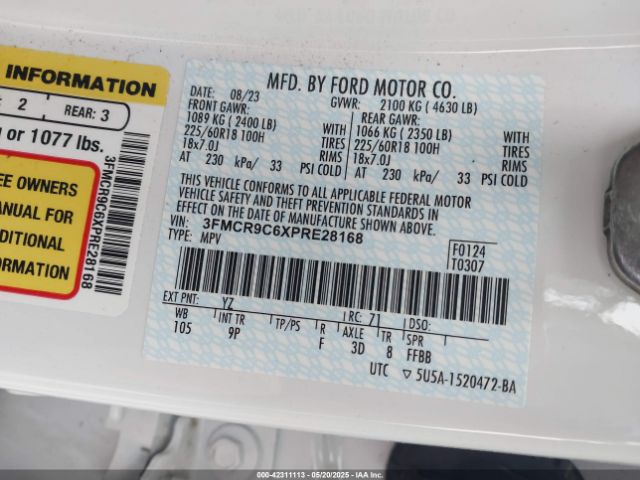 2023 FORD BRONCO SPORT 3FMCR9C6XPRE28168 Photo 8