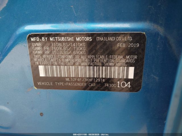 2019 MITSUBISHI MIRAGE G4 ML32F4FJ3KHF12974 Photo 8