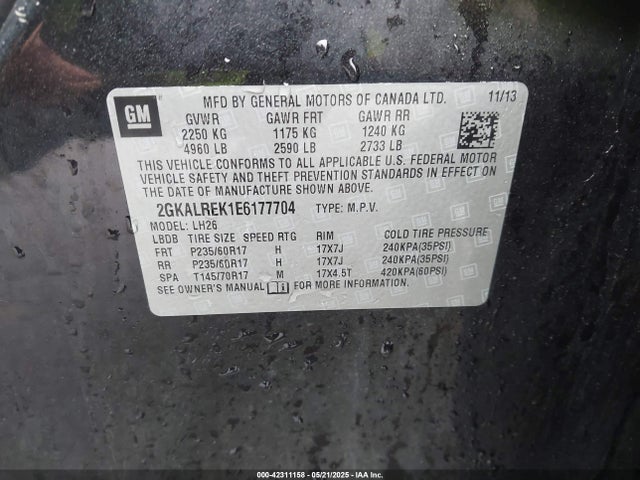 2GKALREK1E6177704 GMC lea - flex fuel (gas/alc), aluminum, high output
