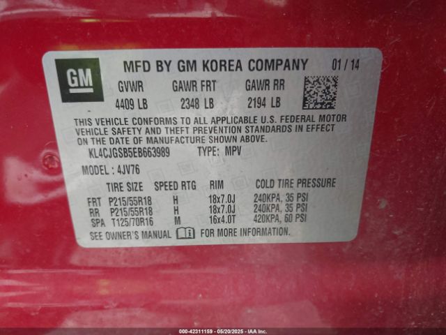KL4CJGSB5EB663989 Buick Encore Leather