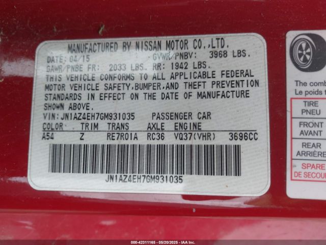 2016 NISSAN 370Z JN1AZ4EH7GM931035 Photo 8