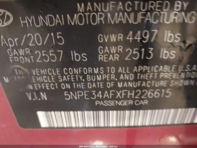 5NPE34AFXFH226615 Hyundai Sonata Sport