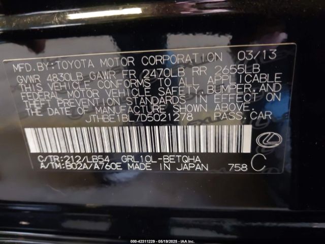 2013 LEXUS GS 350 JTHBE1BL7D5021278 Photo 8