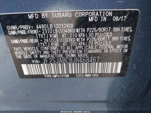 JF2SJABC8JH468467 Subaru Forester 2.5i