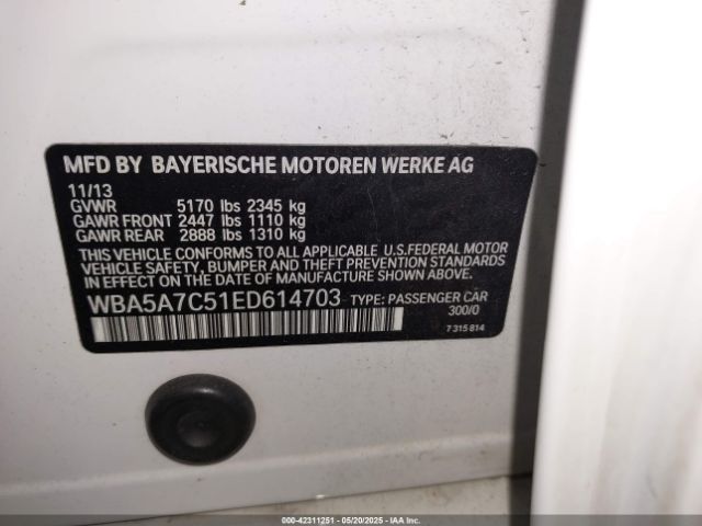 2014 BMW 528I WBA5A7C51ED614703 Photo 8