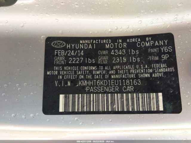 KMHHT6KD1EU118163 Hyundai Genesis 2.0t