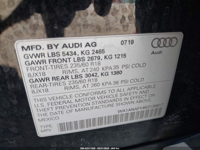 2019 AUDI Q5 WA1ANAFY4K2139817 Photo 8