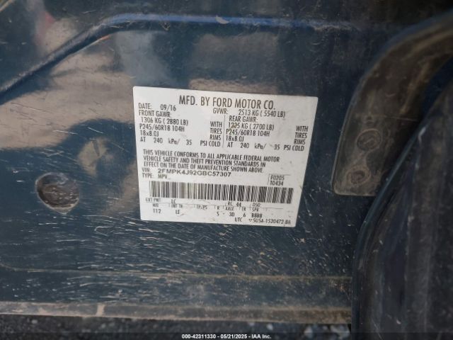 2FMPK4J92GBC57307 Ford EDGE SEL