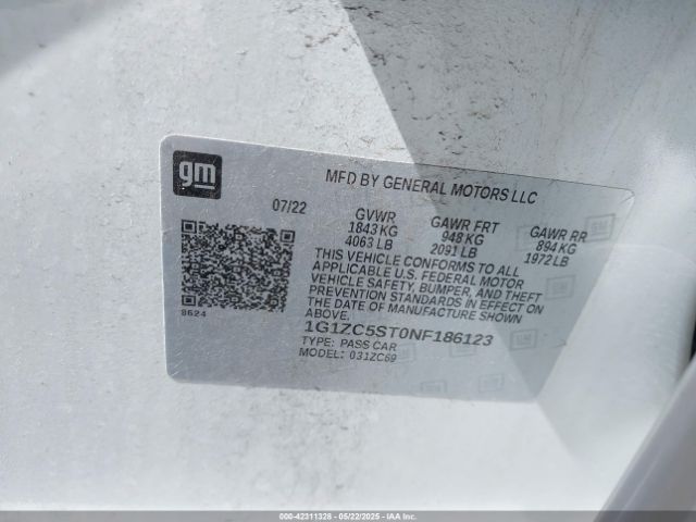 1G1ZC5ST0NF186123 Chevrolet lfv - direct injection, variable valve timing, gen 1 gmna