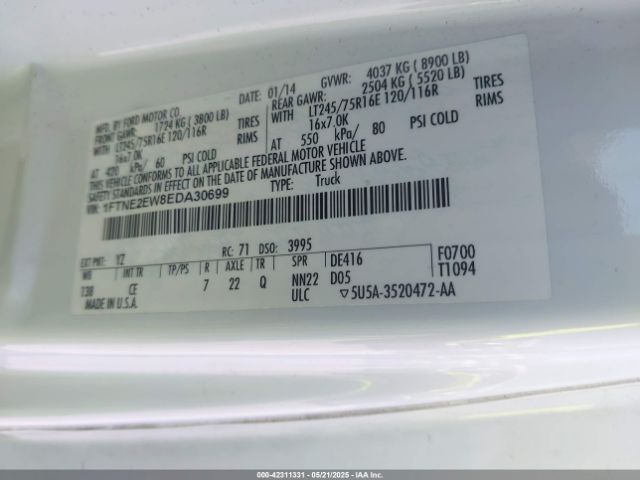 1FTNE2EW8EDA30699 Ford E-250 Commercial
