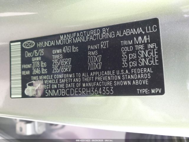 2024 HYUNDAI TUCSON 5NMJBCDE5RH364353 Photo 8