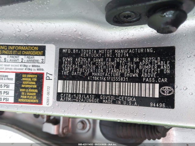 4T1BK1FK1FU555831 Toyota Camry Xle V6