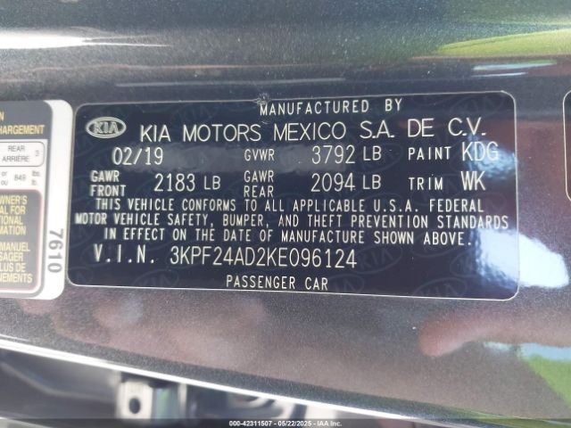 3KPF24AD2KE096124 KIA Forte Lxs