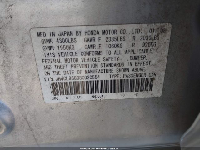 2008 ACURA TSX JH4CL96808C020554 Photo 8