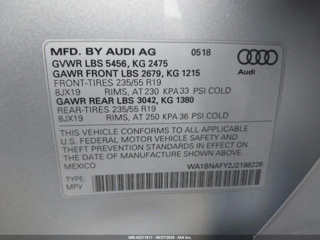 2018 AUDI Q5 WA1BNAFY2J2188226 Photo 8
