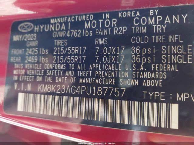 KM8K23AG4PU187757 Hyundai Kona Electric Se