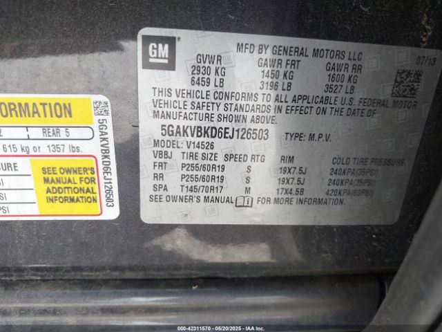 5GAKVBKD6EJ126503 Buick Enclave Leather