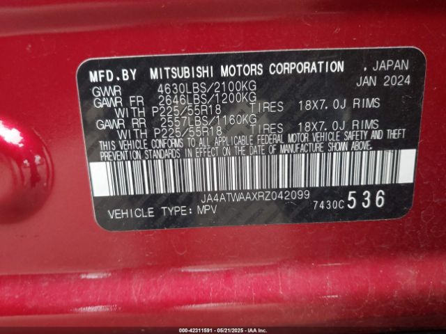 2024 MITSUBISHI ECLIPSE CROSS JA4ATWAAXRZ042099 Photo 8