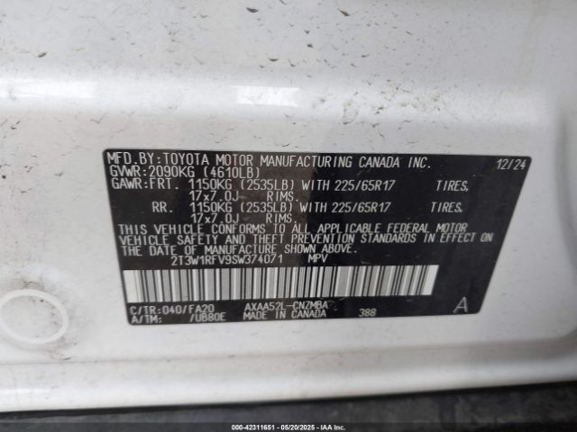 2T3W1RFV9SW374071 Toyota Rav4 Xle