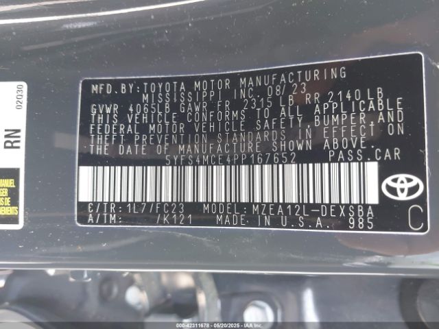 2023 TOYOTA COROLLA 5YFS4MCE4PP167652 Photo 8