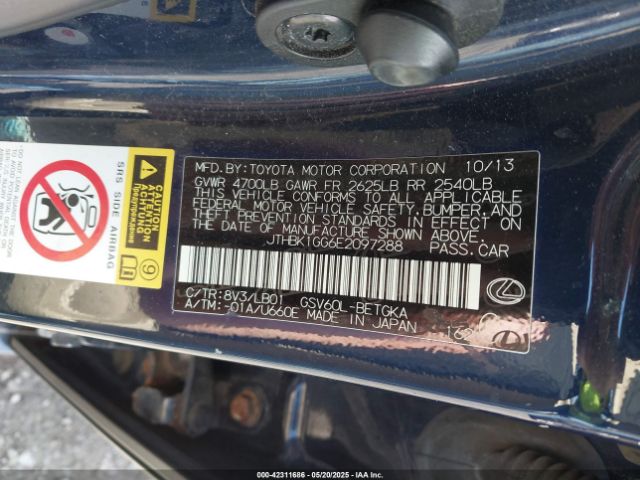 JTHBK1GG6E2097288 Lexus ES 350