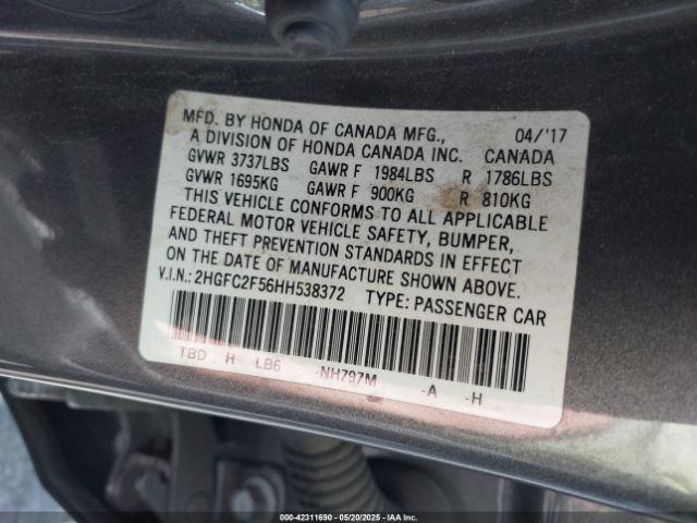 2HGFC2F56HH538372 Honda Civic Lx