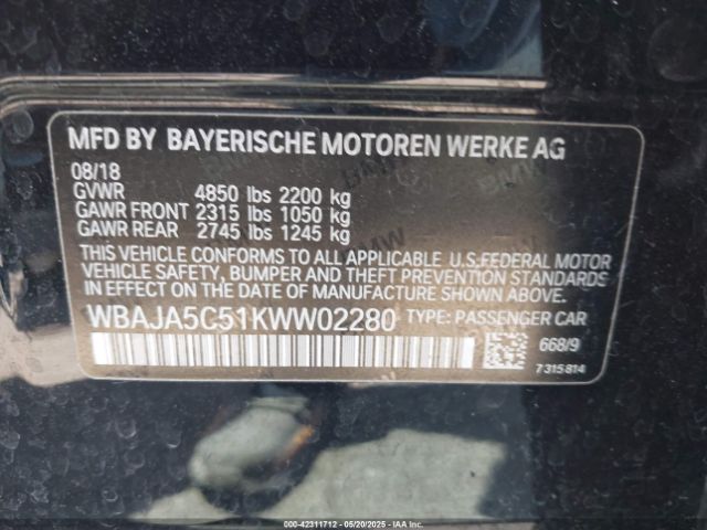 2019 BMW 530I WBAJA5C51KWW02280 Photo 8