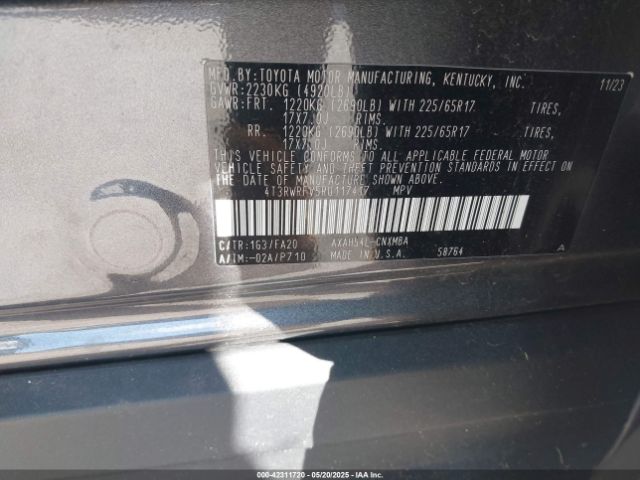 4T3RWRFV5RU117417 Toyota Rav4 Hybrid Xle