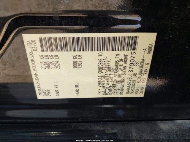 Nissan Maxima 2020 1N4AA6BV8LC379075 Image 9