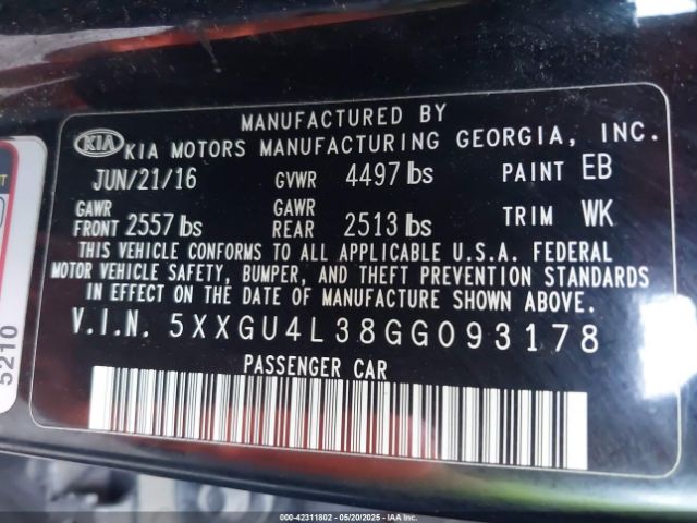 5XXGU4L38GG093178 KIA t-gdi theta ii